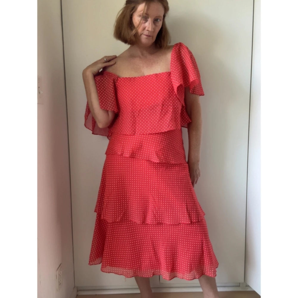 Vintage Red Polka Dot Midi Dress